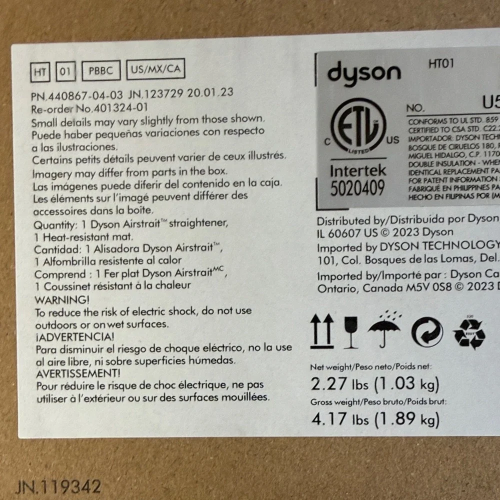 Dyson Airsrait Hair Straightener in Silver and Gold